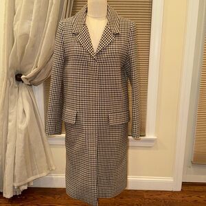 Mango Wool Blend Knee Length Houndstooth Coat